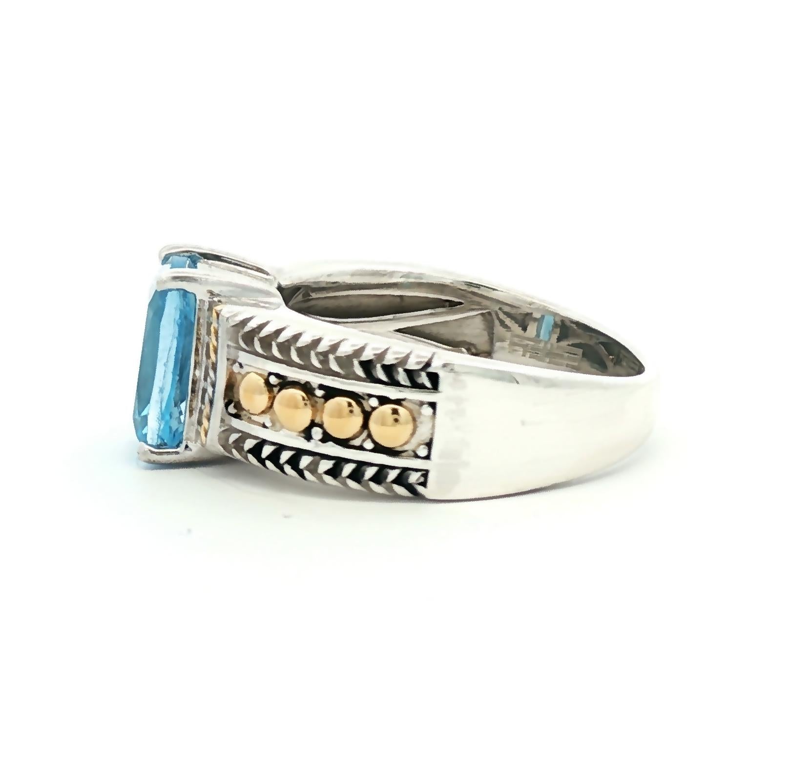 Sterling and 18k yellow gold Effy Blue Topaz and Diamond Ring