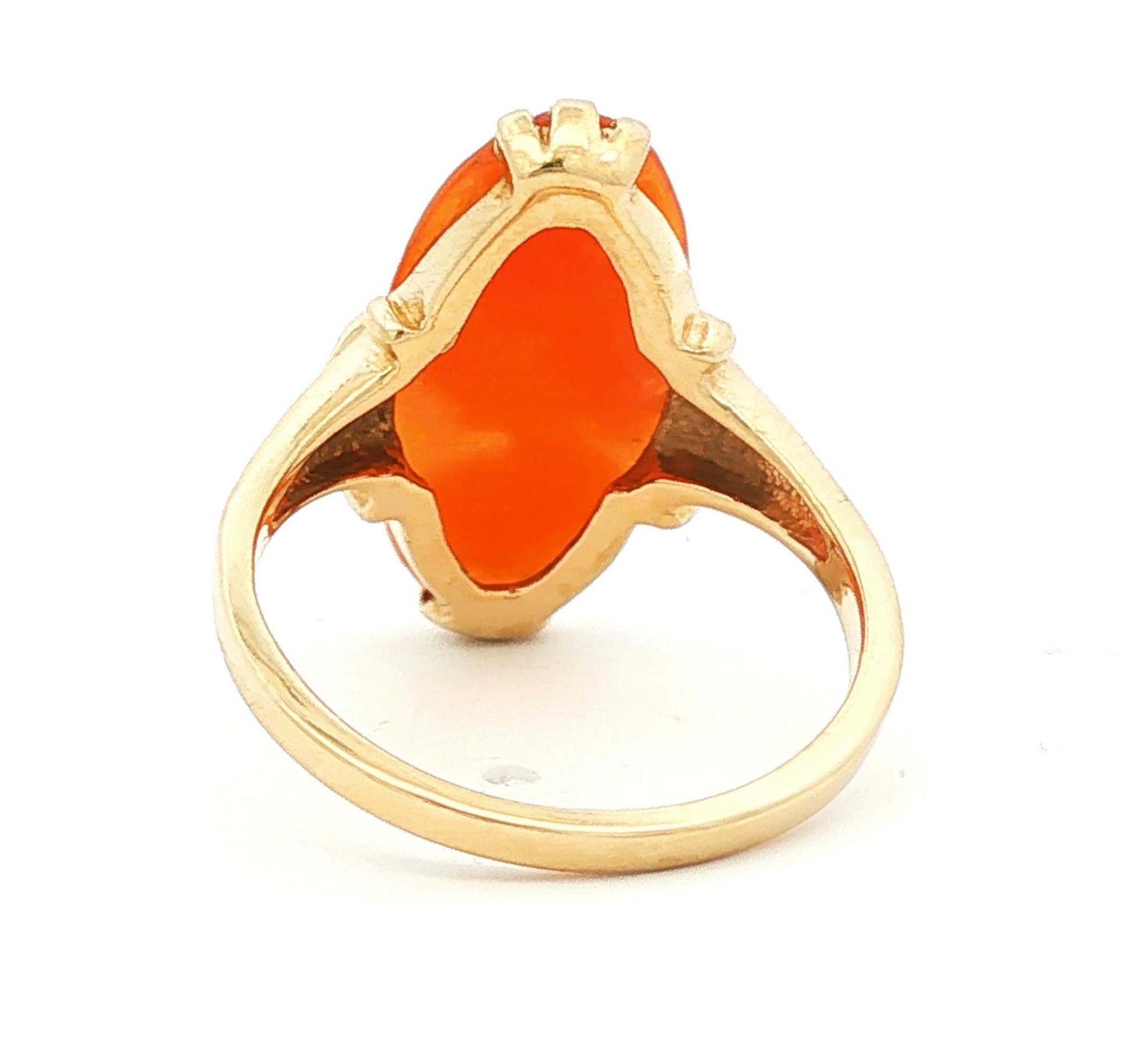 Vintage Long Oval 1960s Shell Cameo Ring