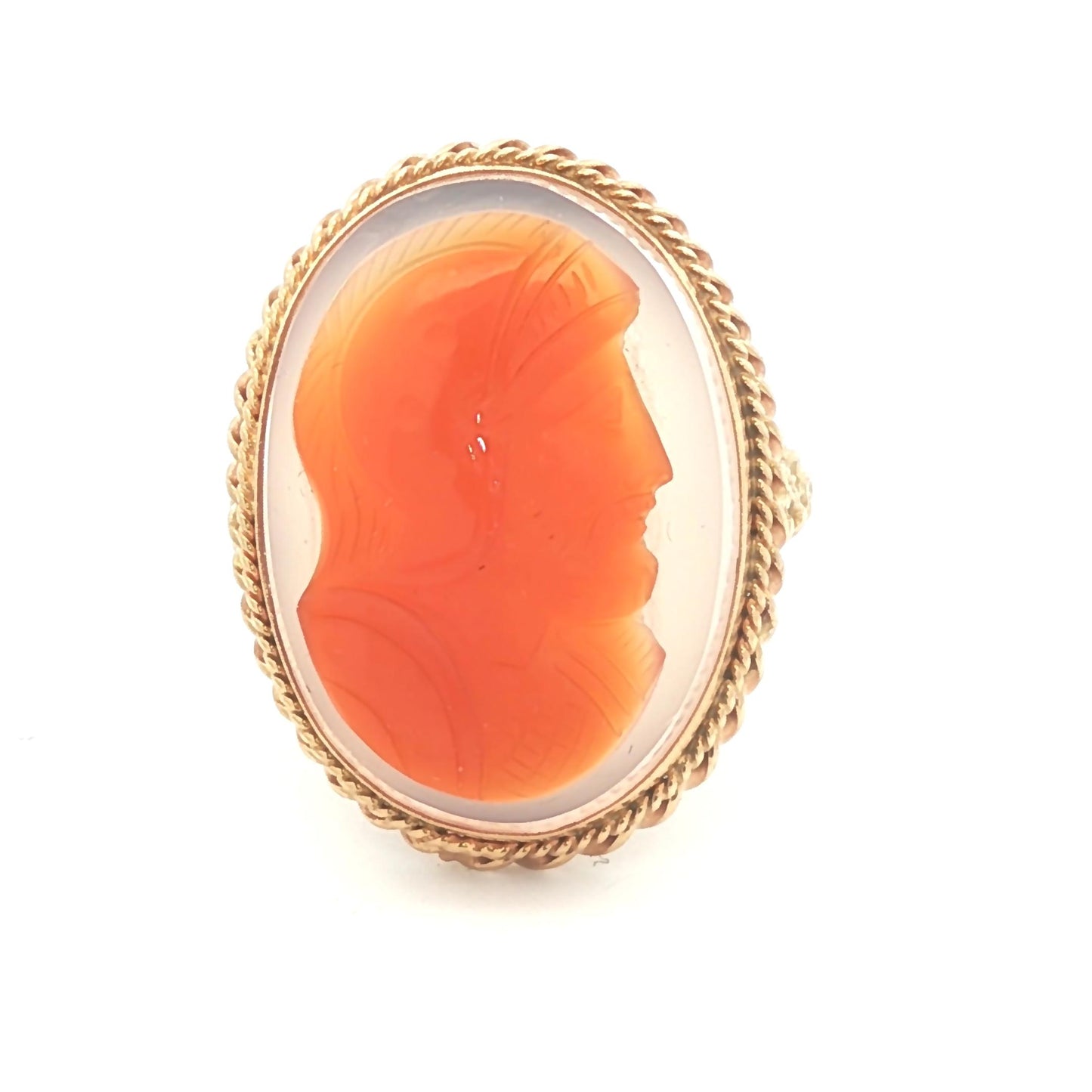 Vintage Hardstone Cameo 14k yellow gold Wire Style Mounting