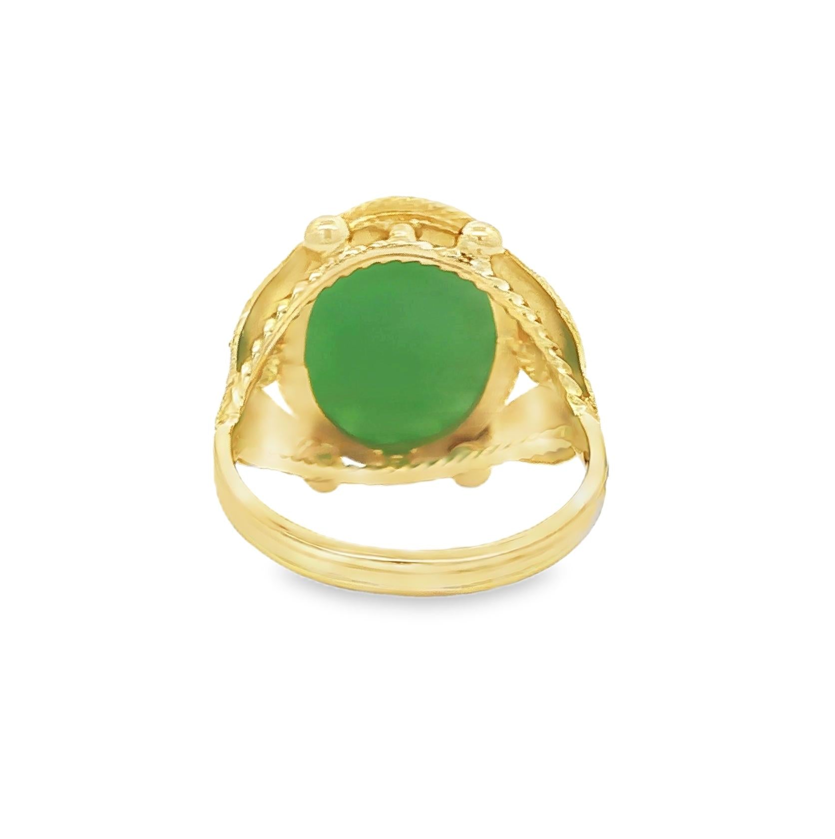 1960's Jadeite 14k yellow gold Floral Design Ring