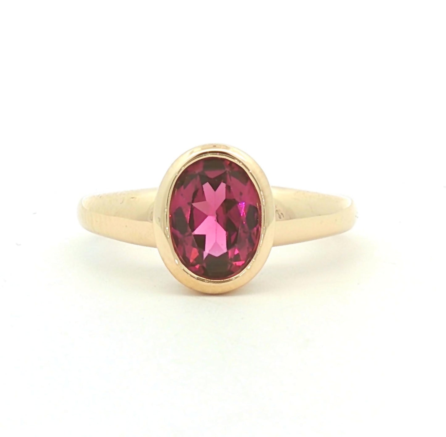14k yellow gold Rhodolite Garnet Bezel Set Ring