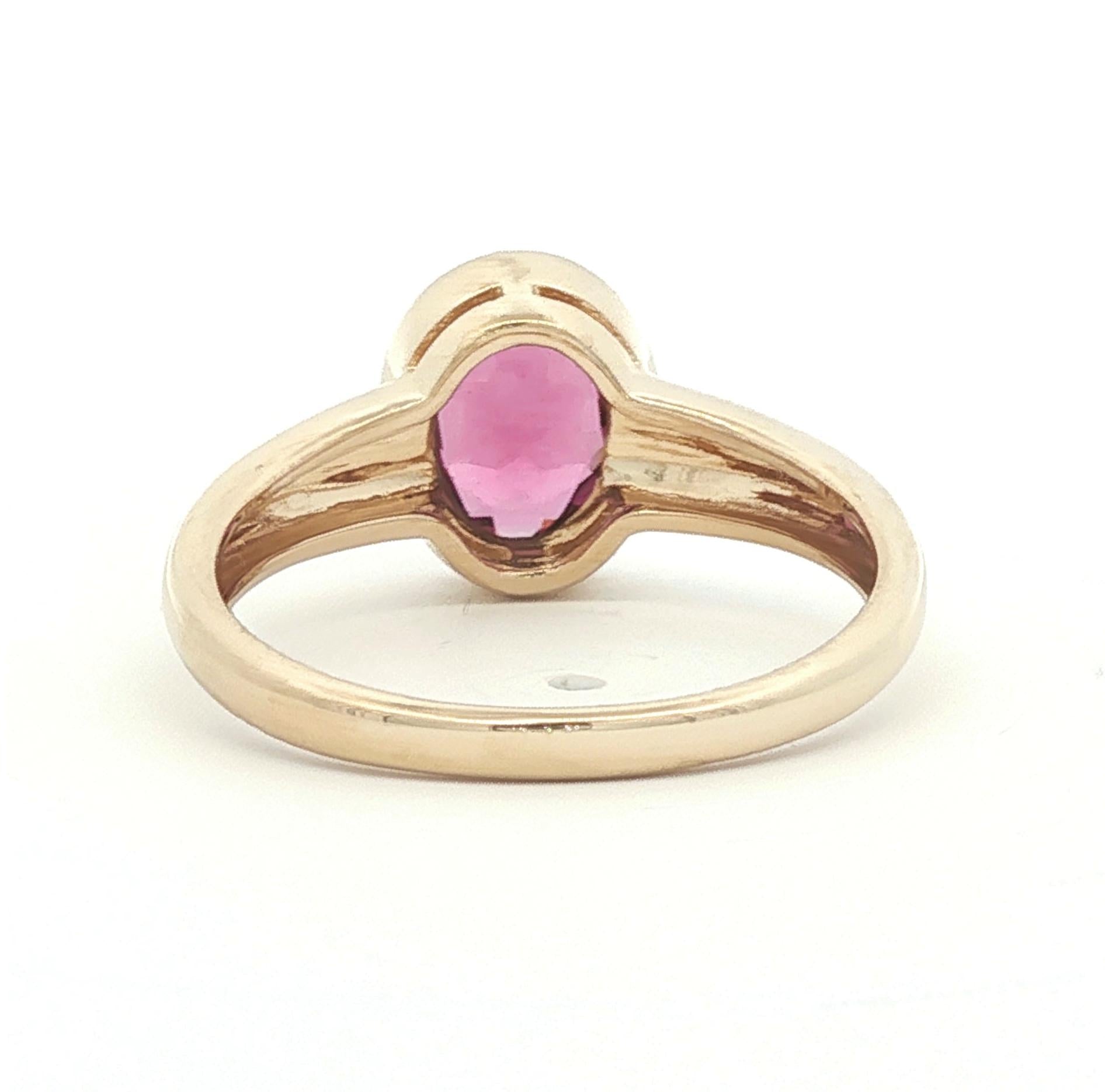 14k yellow gold Rhodolite Garnet Bezel Set Ring
