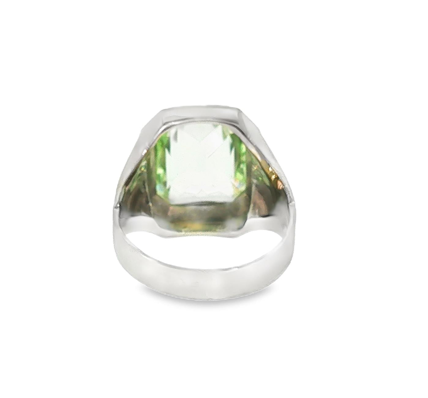 Mid-century 10k White Gold Synthetic August Birthstone Hand-engraved Ring