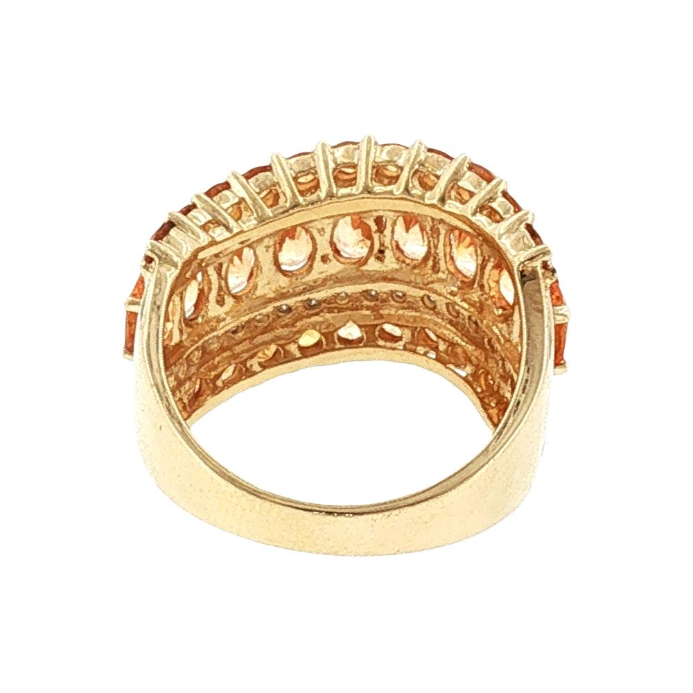 Late 20th-Century 14k Yellow Gold Spessartite Garnet, Citrene and Diamond Ring