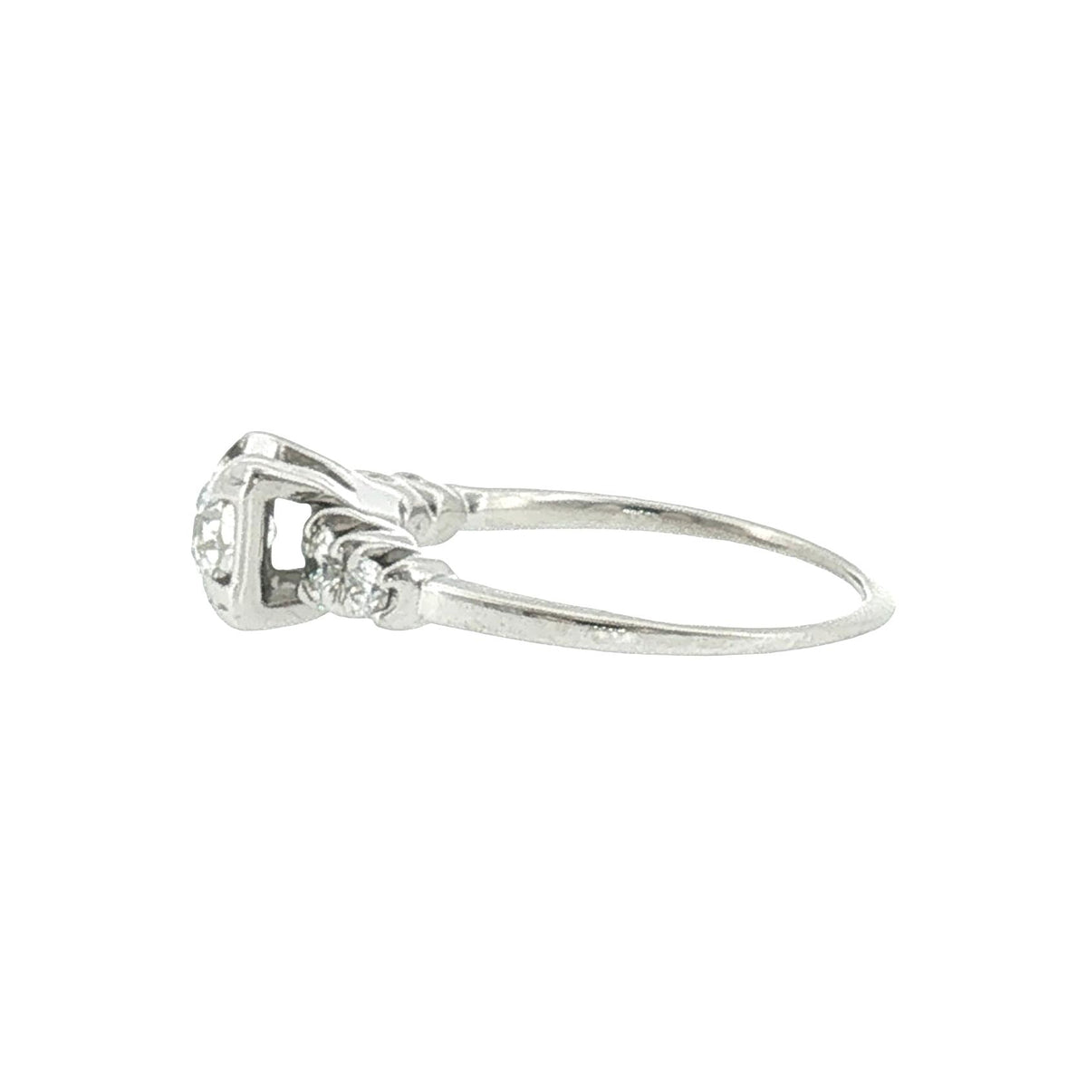 Mid-Century 14 Karat White Gold .50ct Old European Cut Diamond Engagement Ring