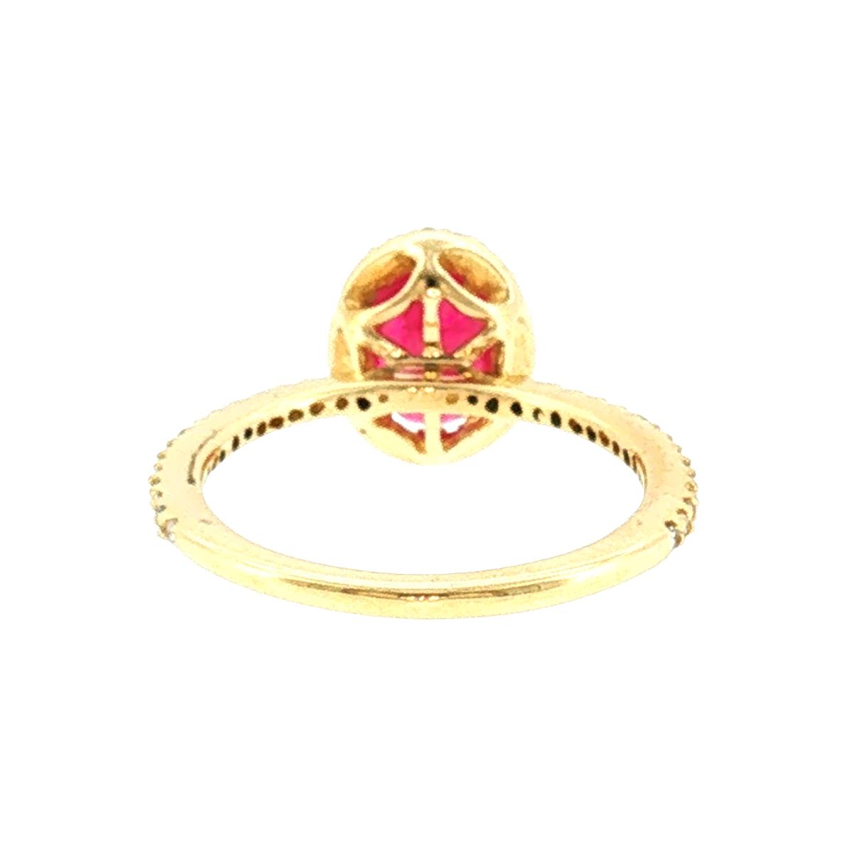 Late 20th-Century 14k Yellow Gold Synthetic Ruby and Diamond Ring