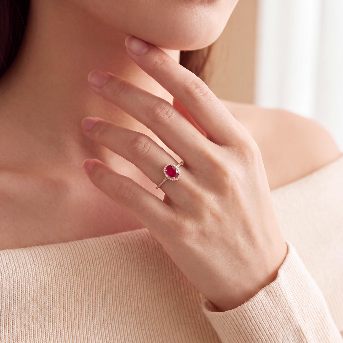 Late 20th-Century 14k Yellow Gold Synthetic Ruby and Diamond Ring