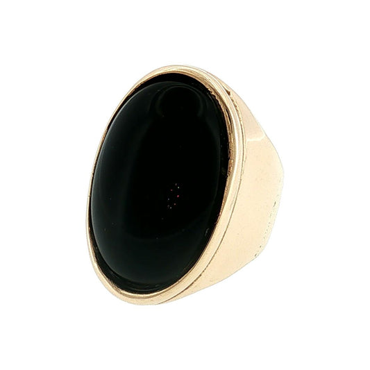 Late 20th-Century 14 Karat Yellow Gold Black Onyx Bold Ring
