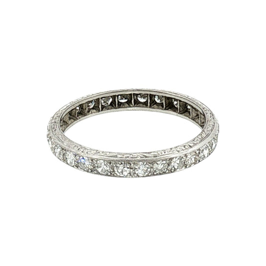 1920's Platinum 28 Single Cut Diamond Bead Set Eternity Ring