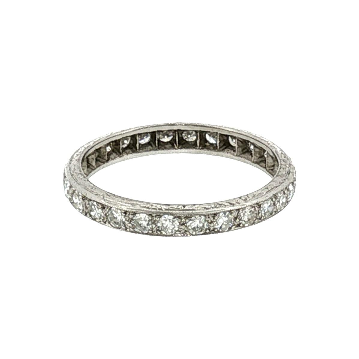 1920's Platinum 28 Single Cut Diamond Bead Set Eternity Ring