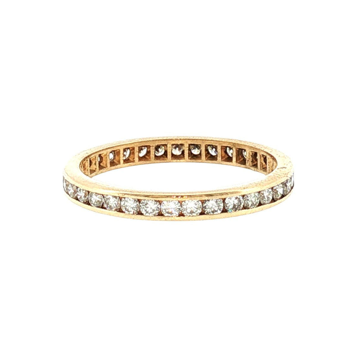 Late 20th-Century 14 Karat Yellow Gold 35 Natural Diamond Channel Eternity Band