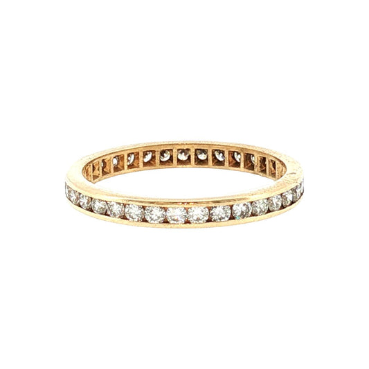Late 20th-Century 14 Karat Yellow Gold 35 Natural Diamond Channel Eternity Band