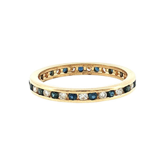 Late 20th-Century 14 Karat Yellow Gold Sapphire and Diamond Eternity Band