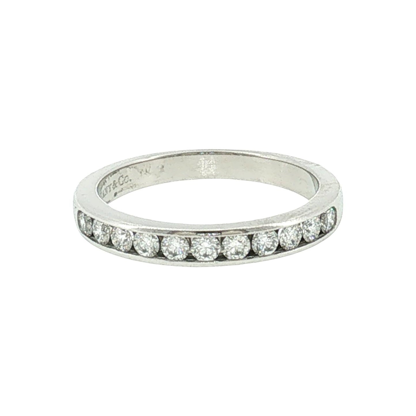 Late 20th-Century Platinum Tiffany and Co Natural Diamond Channel Band