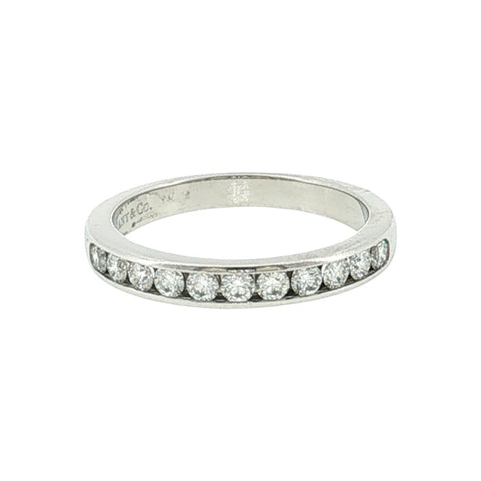Late 20th-Century Platinum Tiffany and Co Natural Diamond Channel Band