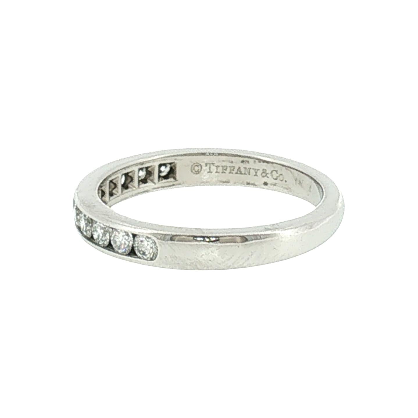 Late 20th-Century Platinum Tiffany and Co Natural Diamond Channel Band