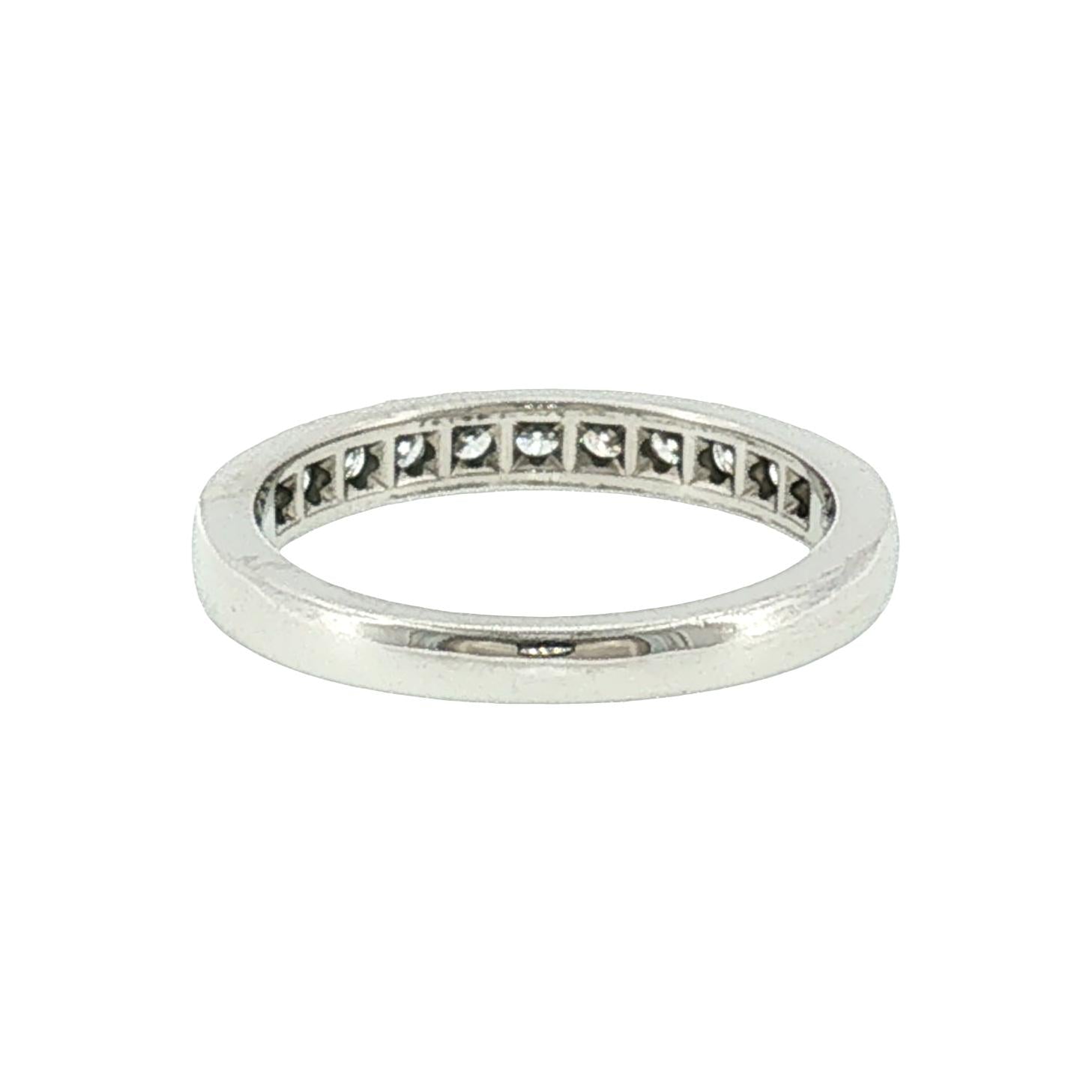 Late 20th-Century Platinum Tiffany and Co Natural Diamond Channel Band