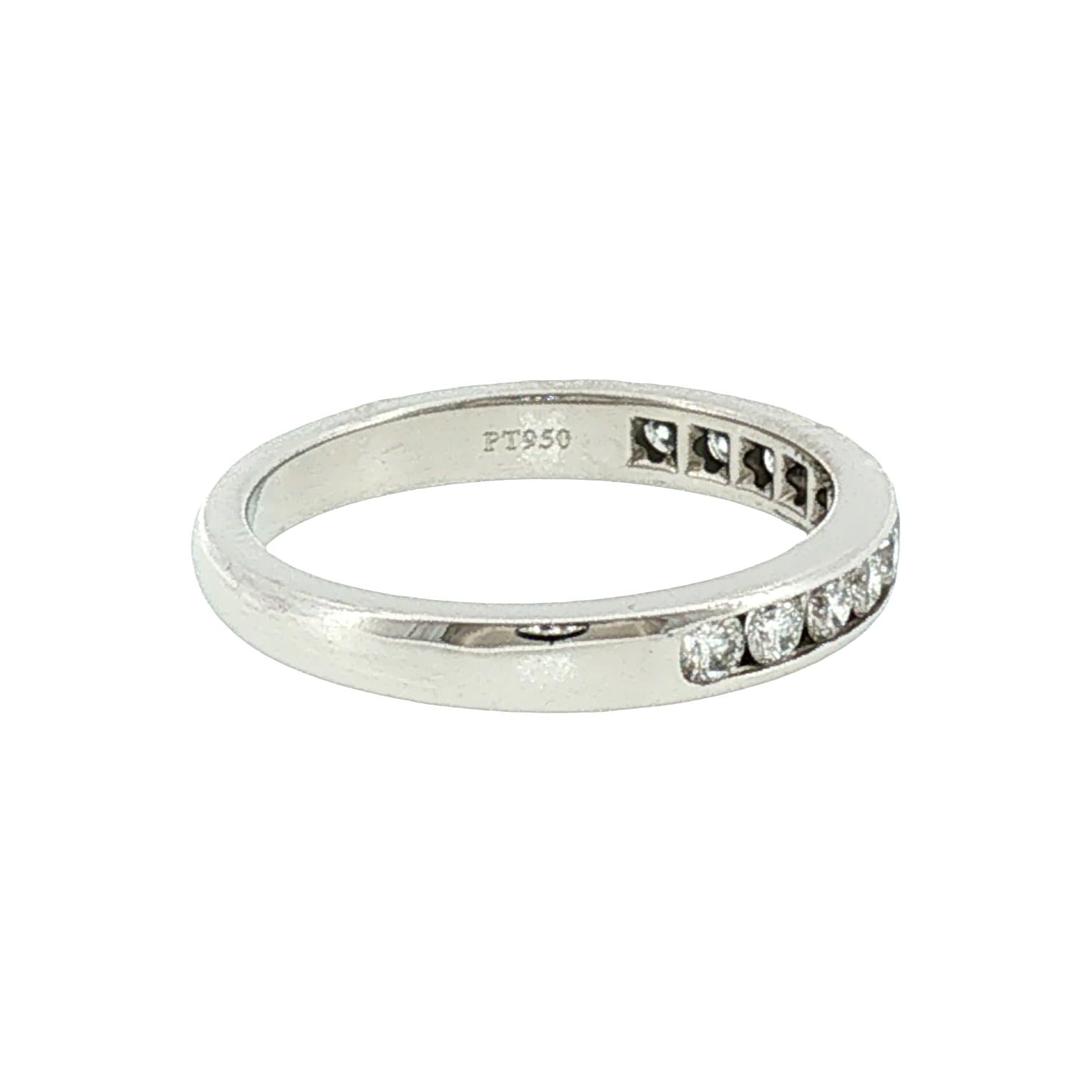 Late 20th-Century Platinum Tiffany and Co Natural Diamond Channel Band