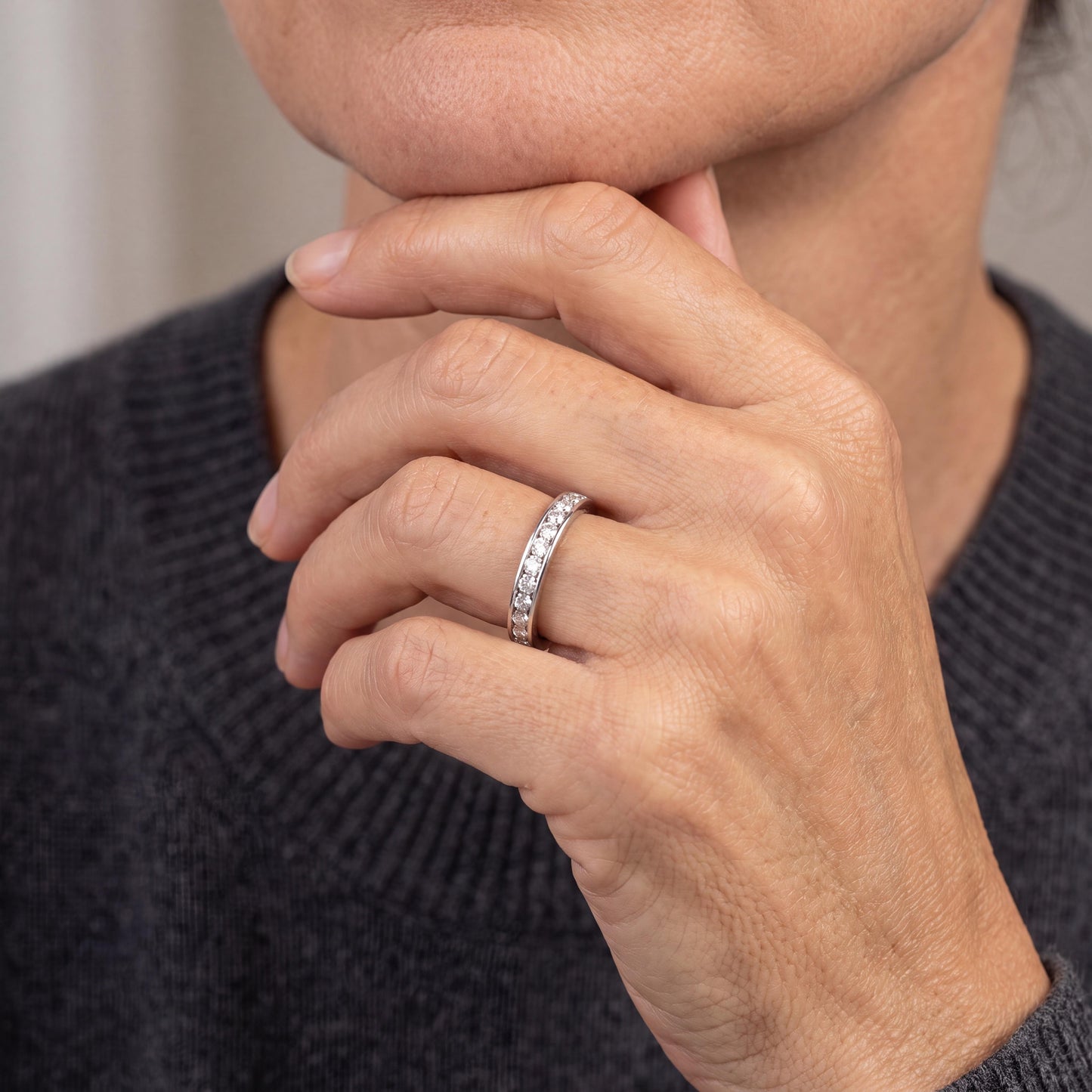 Late 20th-Century Platinum Tiffany and Co Natural Diamond Channel Band