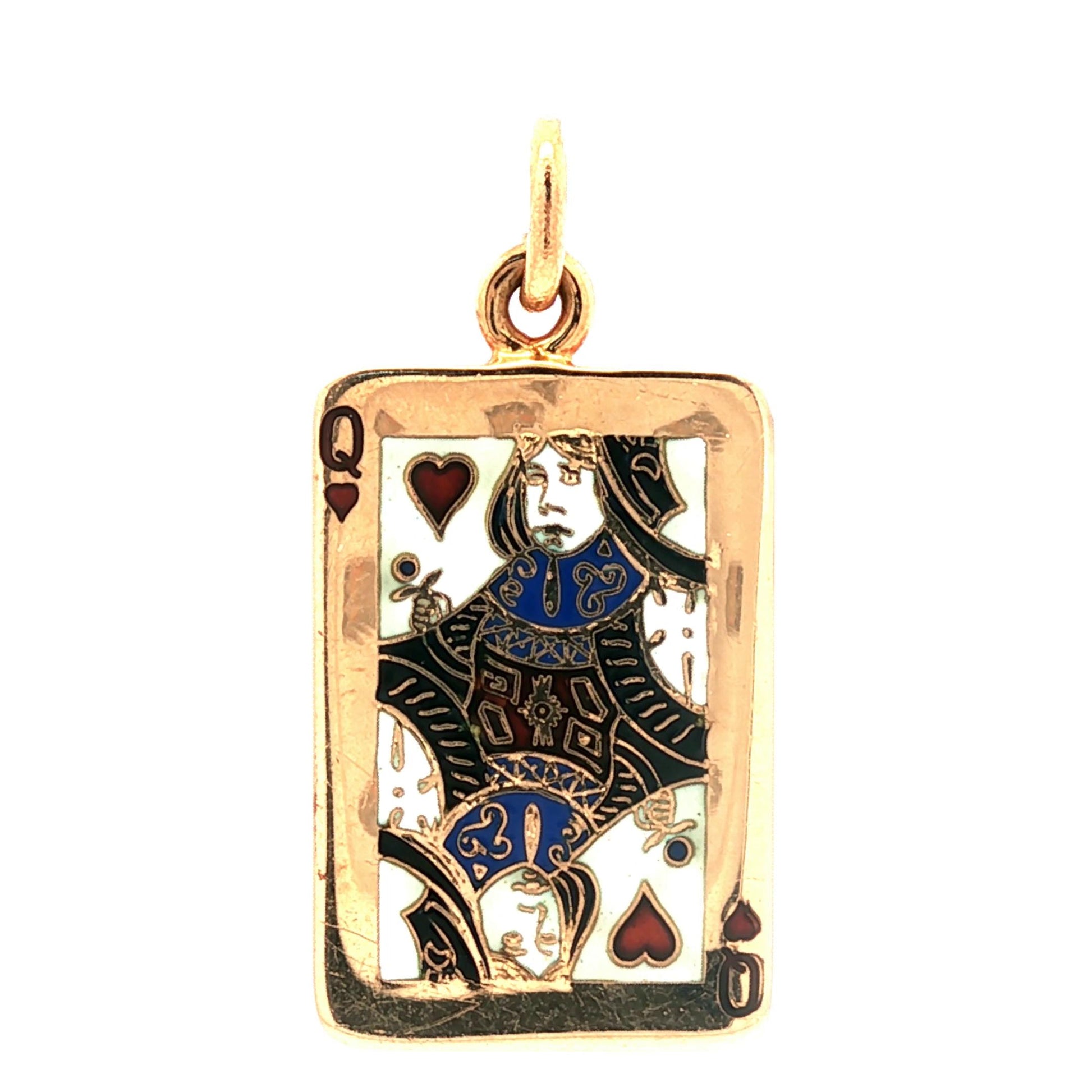 14k Tiffany & Co. Queen of Hearts enameled pendant