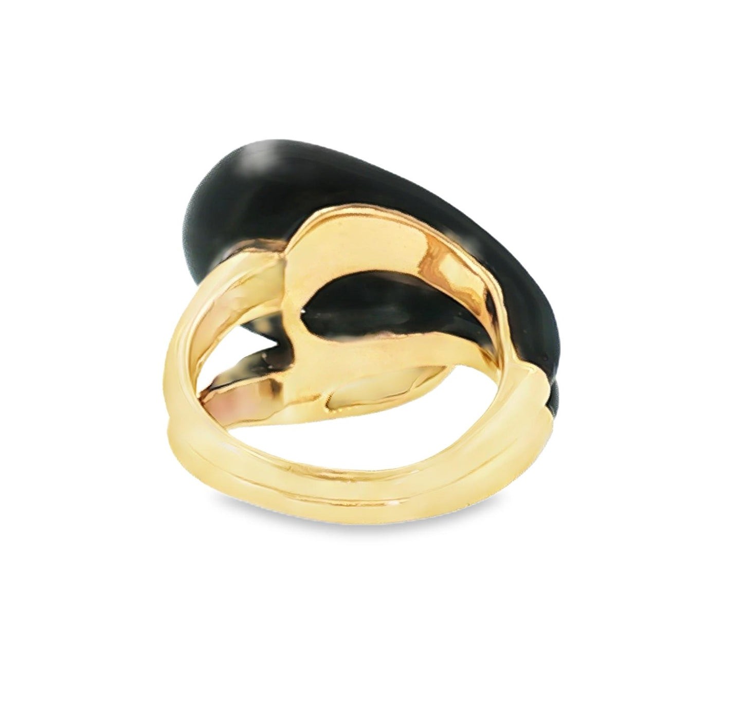 Late 20th Century 14k Yellow Gold Black Onyx Offset Knot Ring