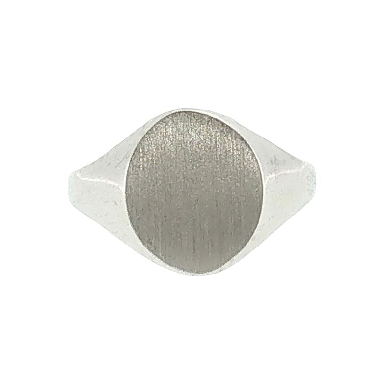 Late 20th Century 10 Karat White Gold Oval Signet Ring