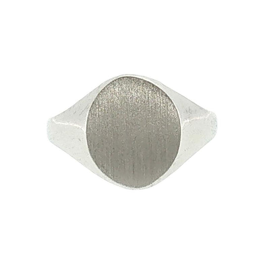 Late 20th Century 10 Karat White Gold Oval Signet Ring