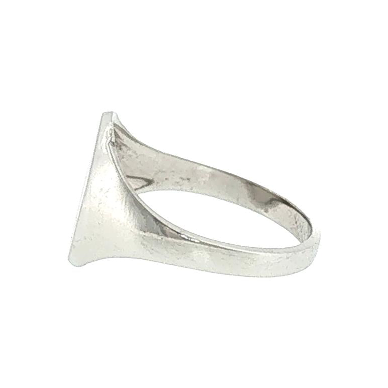 Late 20th Century 10 Karat White Gold Oval Signet Ring