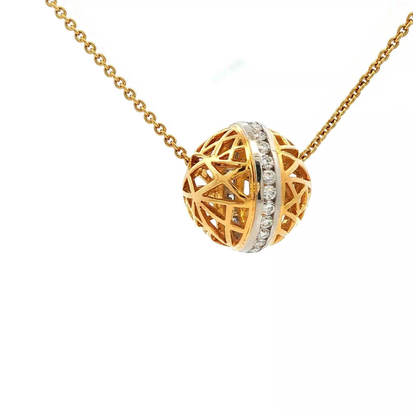 Charles Turi 18k and Platinum diamond ball pendant