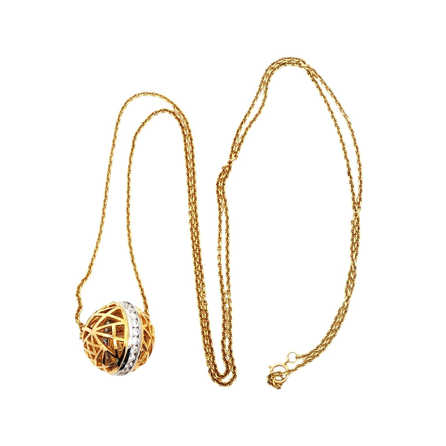 Charles Turi 18k and Platinum diamond ball pendant