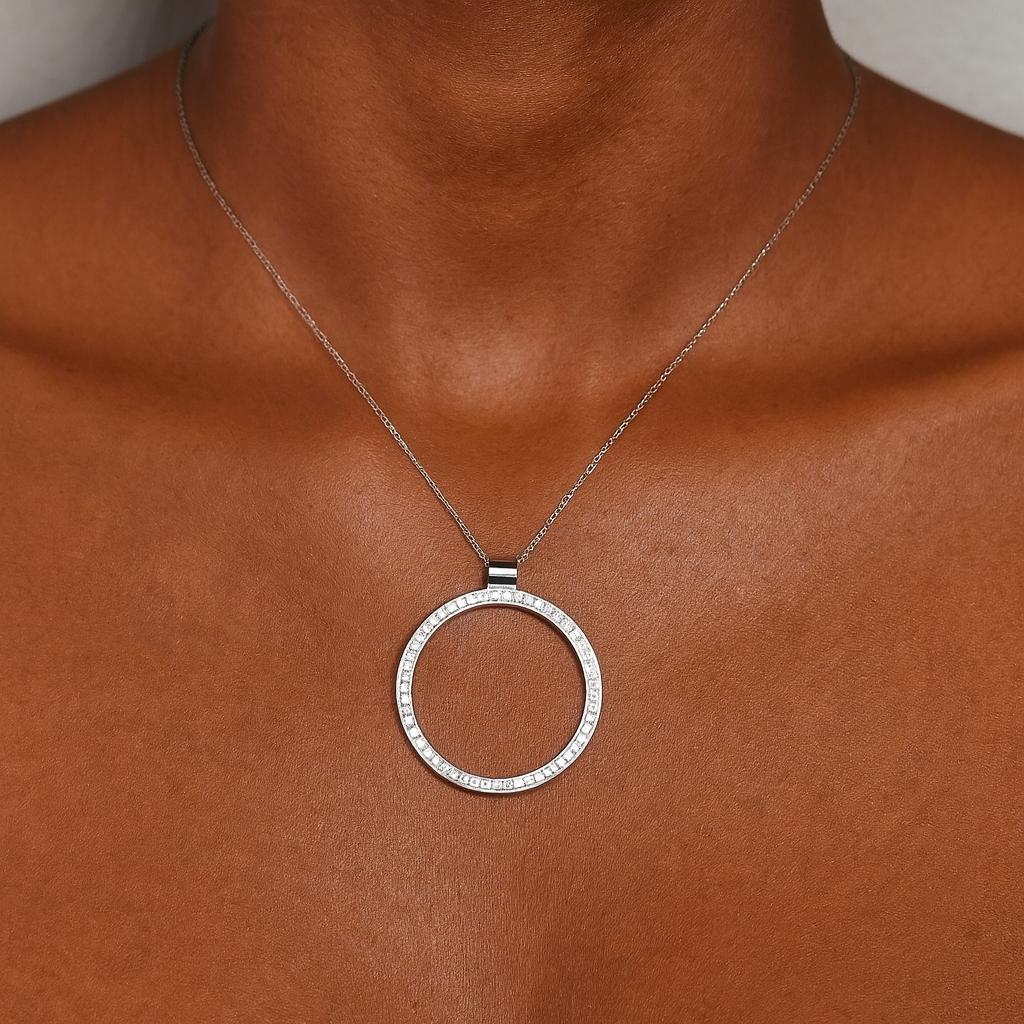 Vintage Diamond Circle Pendant with 50 diamonds weighing .50 carat total