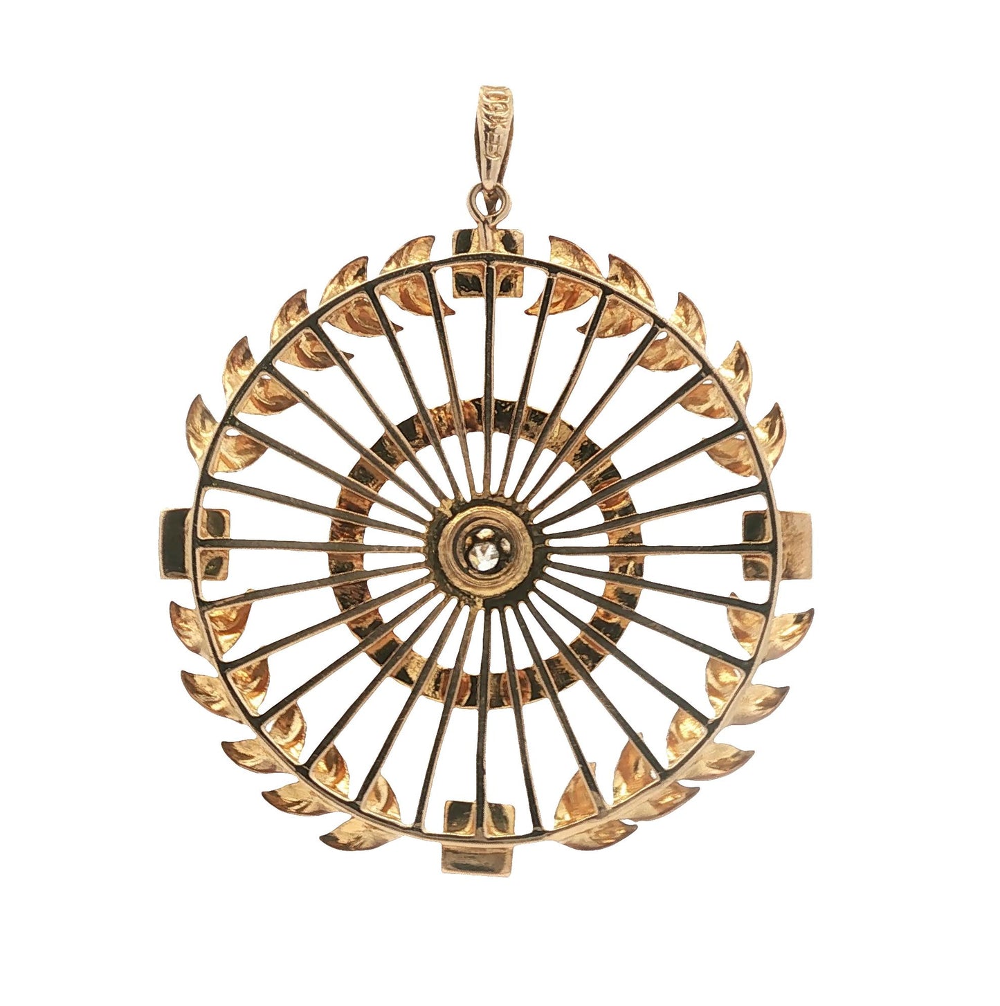 10 karat Victorian Laurel Wreath Pearl and Diamond Pendant