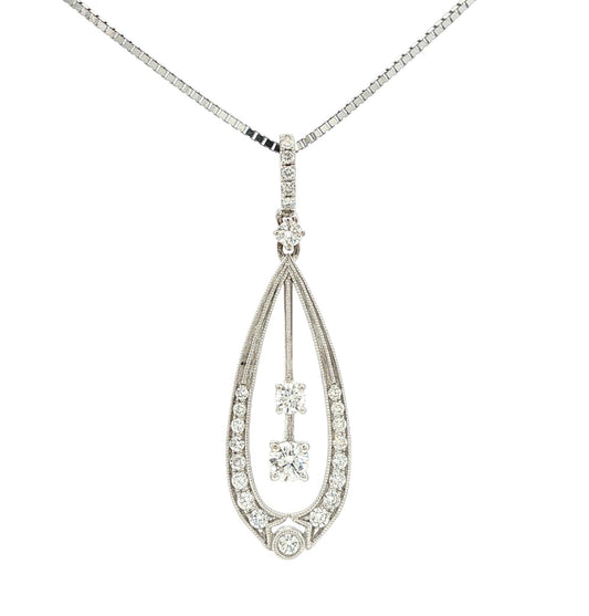 Vintage Simon G 18k white gold Diamond Drop Pendant