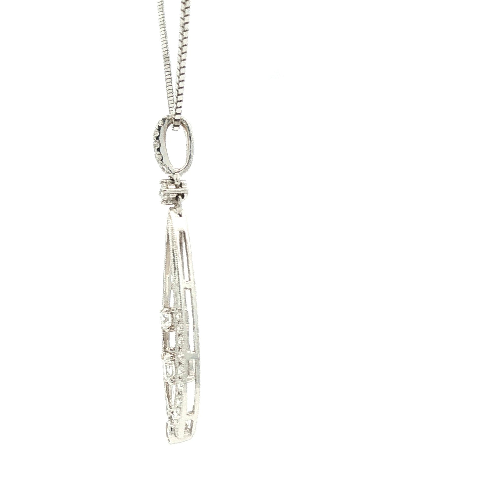 Vintage Simon G 18k white gold Diamond Drop Pendant