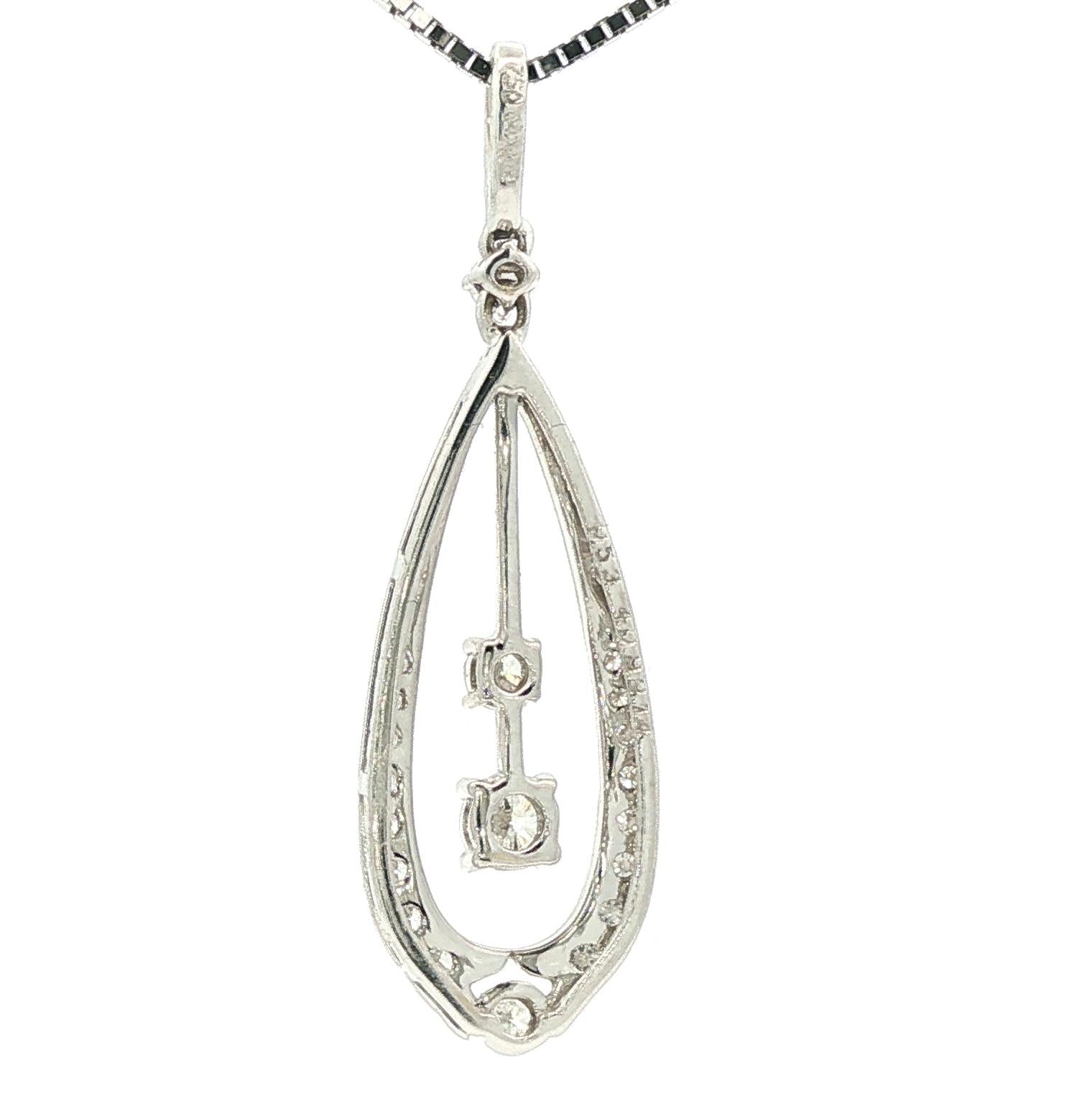 Vintage Simon G 18k white gold Diamond Drop Pendant