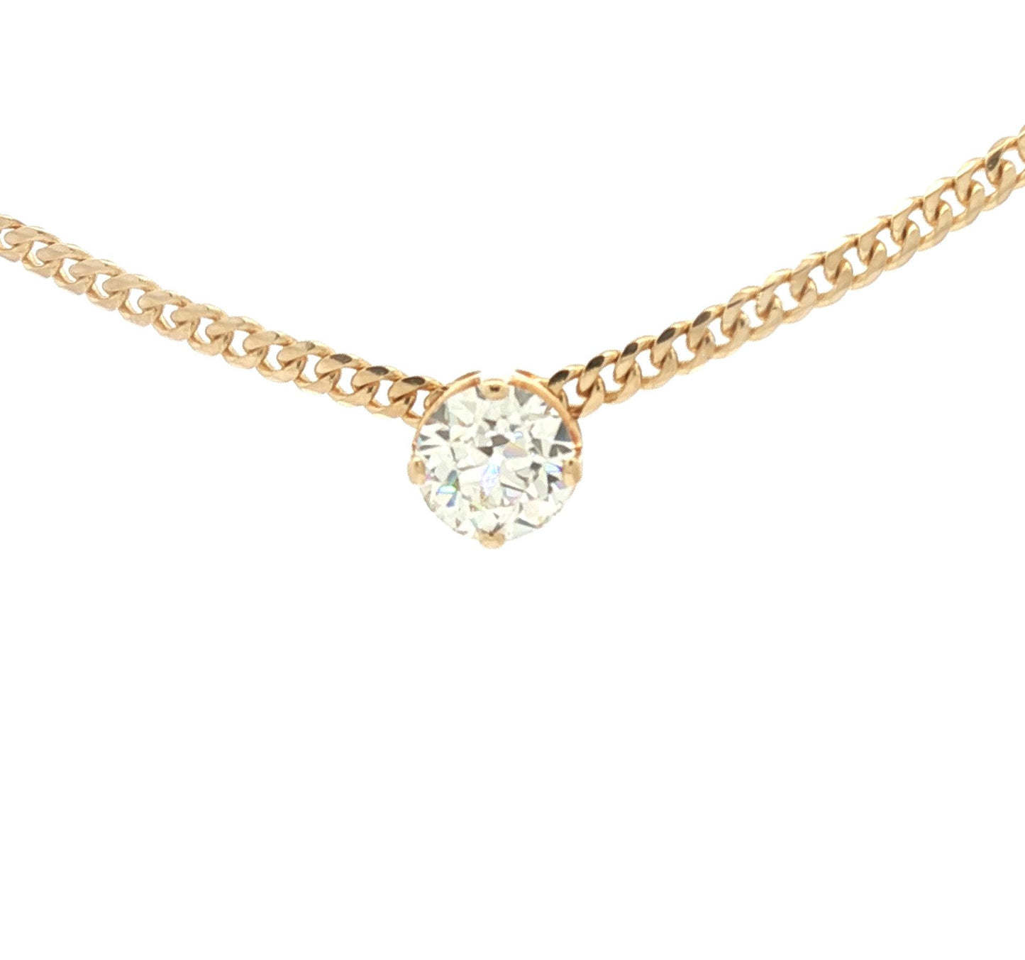 Vintage 1.28 carat Old European Cut Diamond on a 14k Curb Link Chain