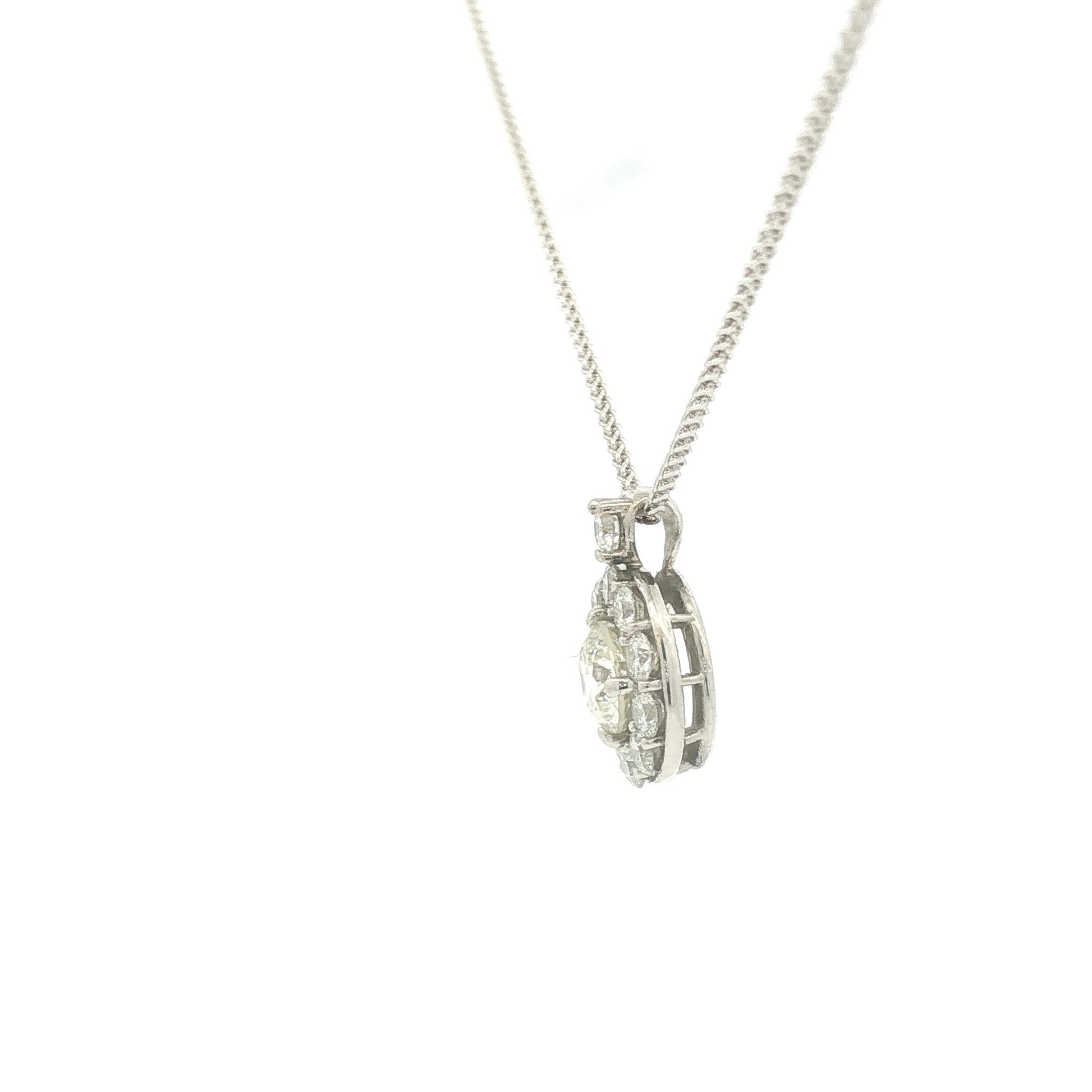 Vintage 14k white gold 1.16 carat Total Weight Natural Diamond Halo Pendant