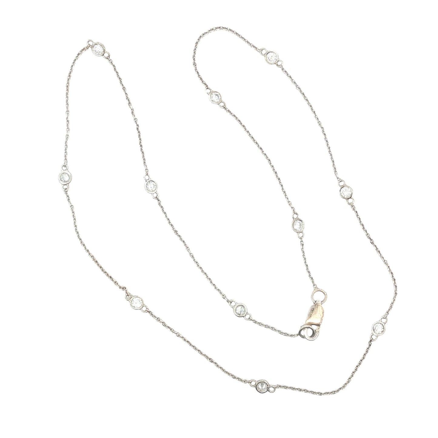 Vintage 16.5" 11 Diamonds by the Yard 14k white gold Necklace