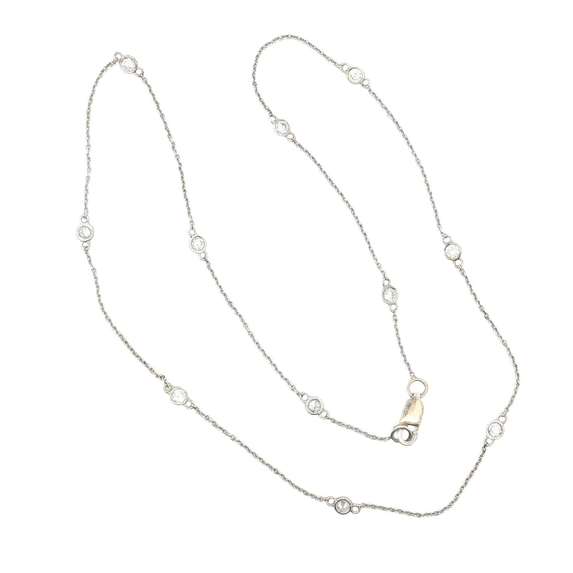 Vintage 16.5" 11 Diamonds by the Yard 14k white gold Necklace