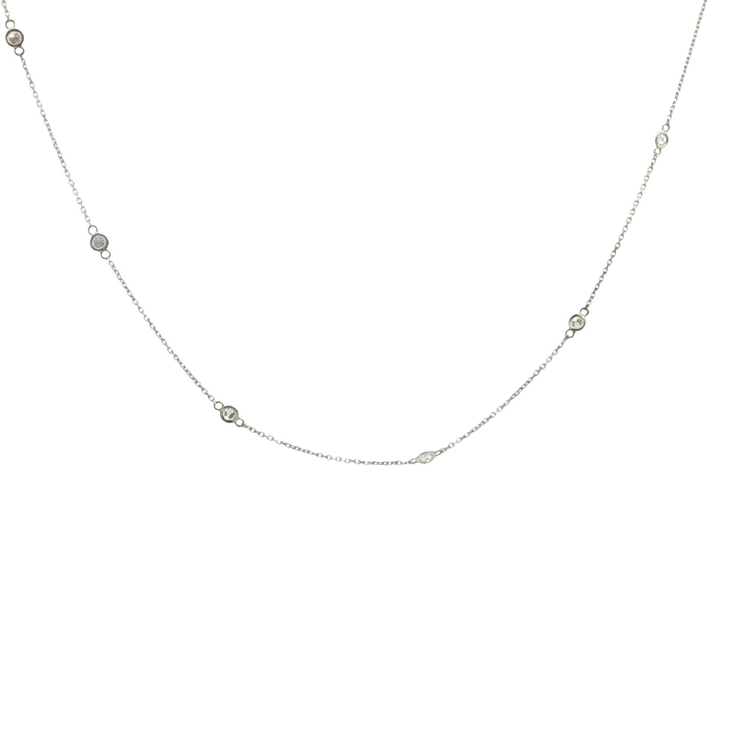 Vintage 16.5" 11 Diamonds by the Yard 14k white gold Necklace