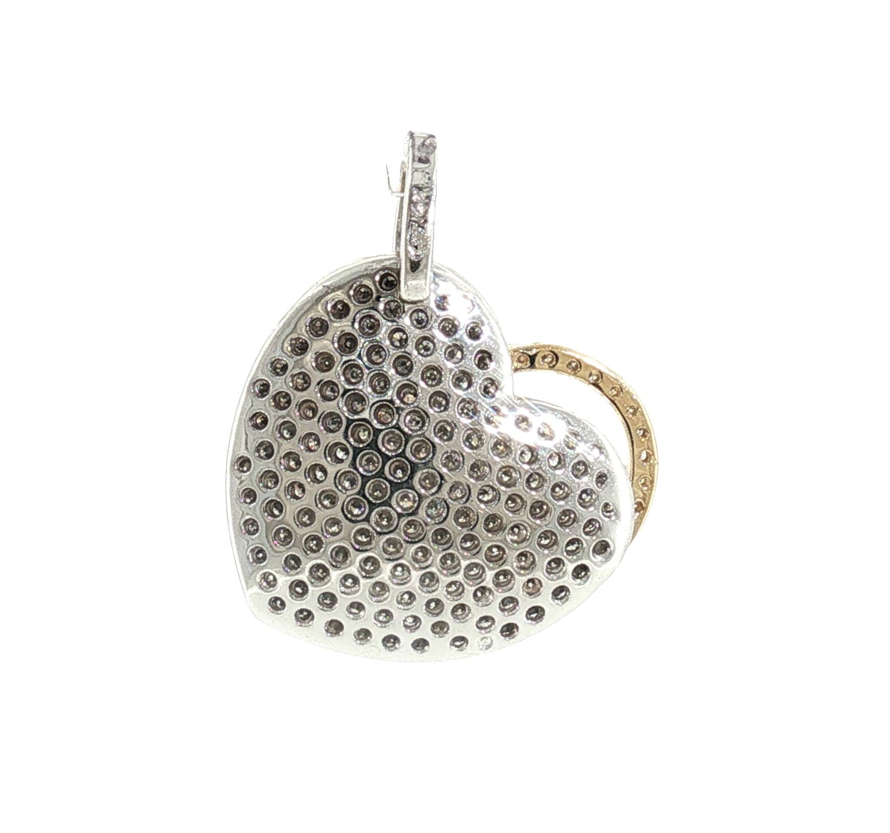 Late 20th Century 14K Two Tone 150 Diamonds Weighing 1 Carat  Pave Pendant