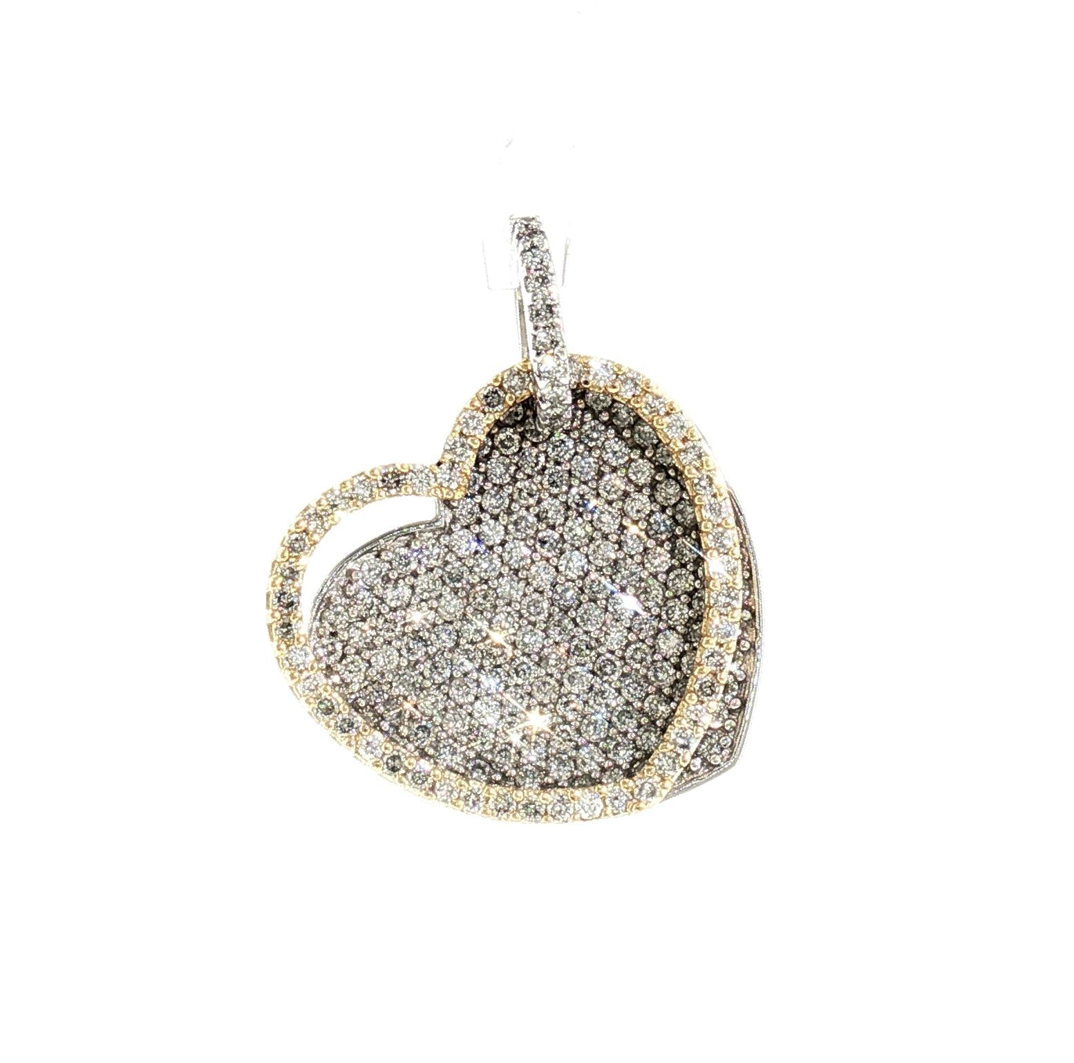 Late 20th Century 14K Two Tone 150 Diamonds Weighing 1 Carat  Pave Pendant
