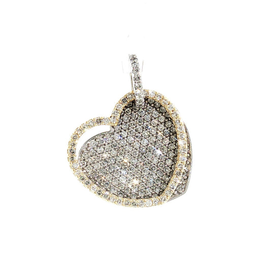 Late 20th Century 14K Two Tone 150 Diamonds Weighing 1 Carat  Pave Pendant