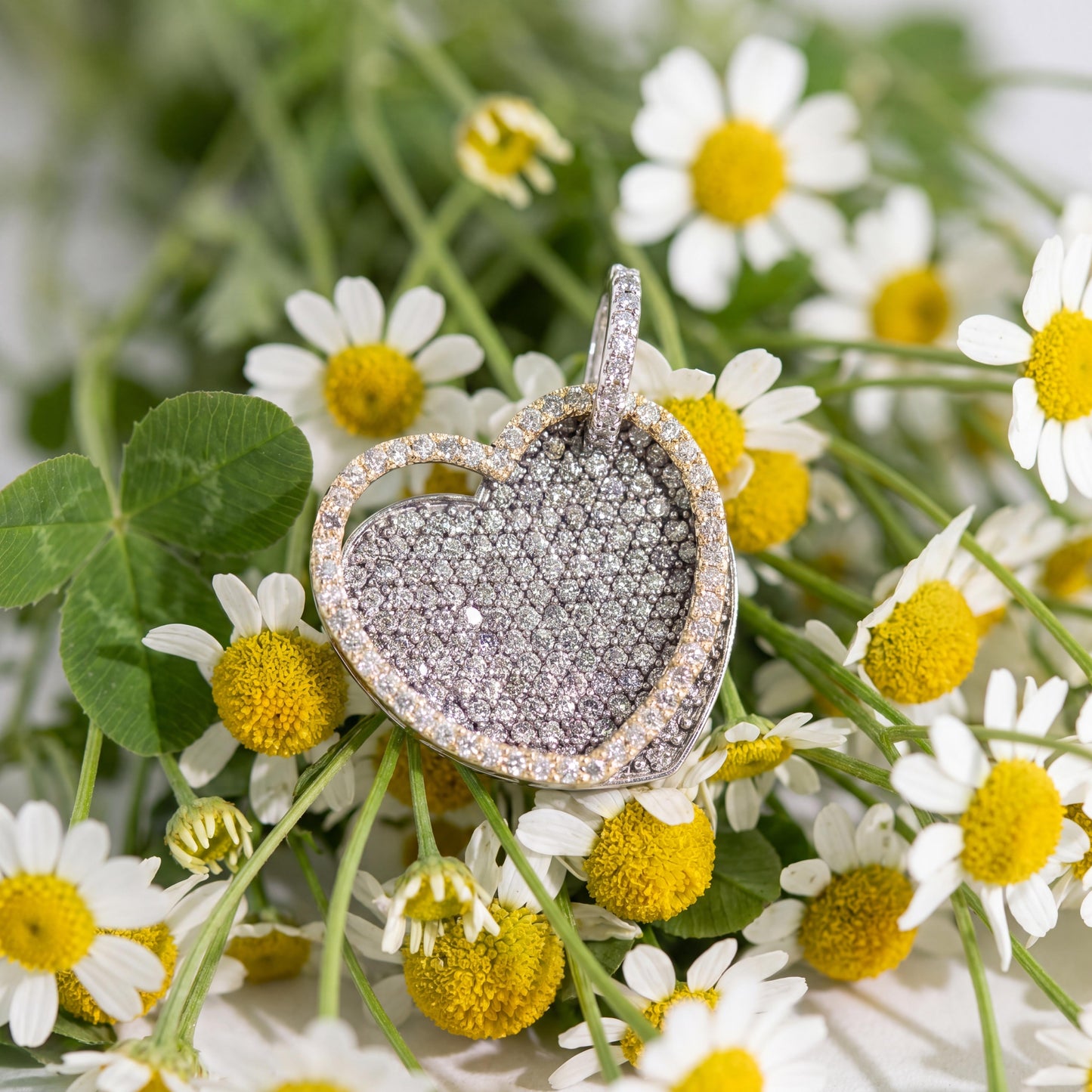 Late 20th Century 14K Two Tone 150 Diamonds Weighing 1 Carat  Pave Pendant