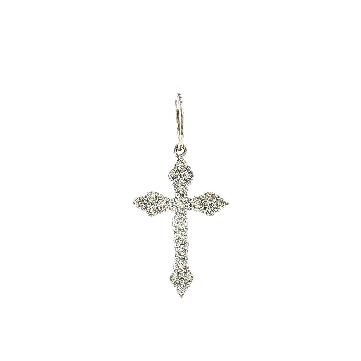 Vintage Late 20th-Century 14k White Gold Diamond Cross
