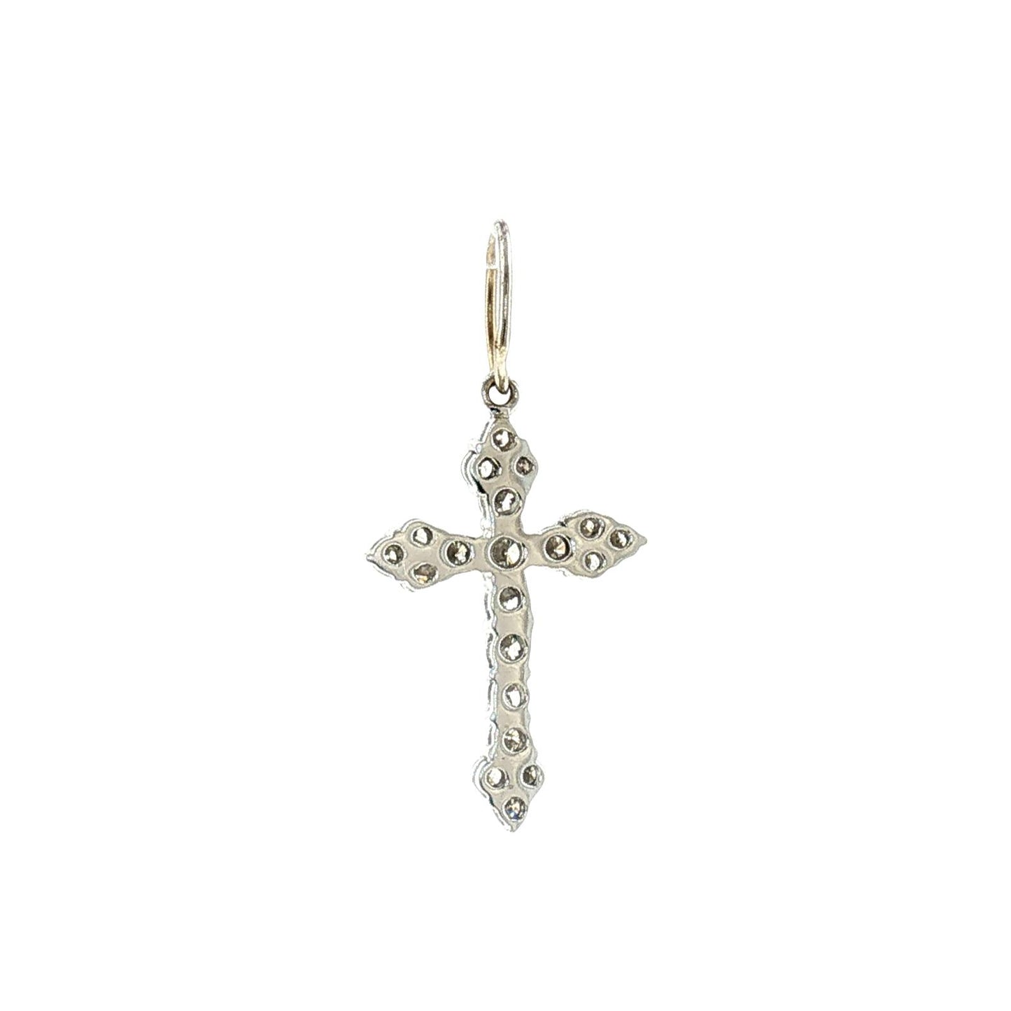 Vintage Late 20th-Century 14k White Gold Diamond Cross