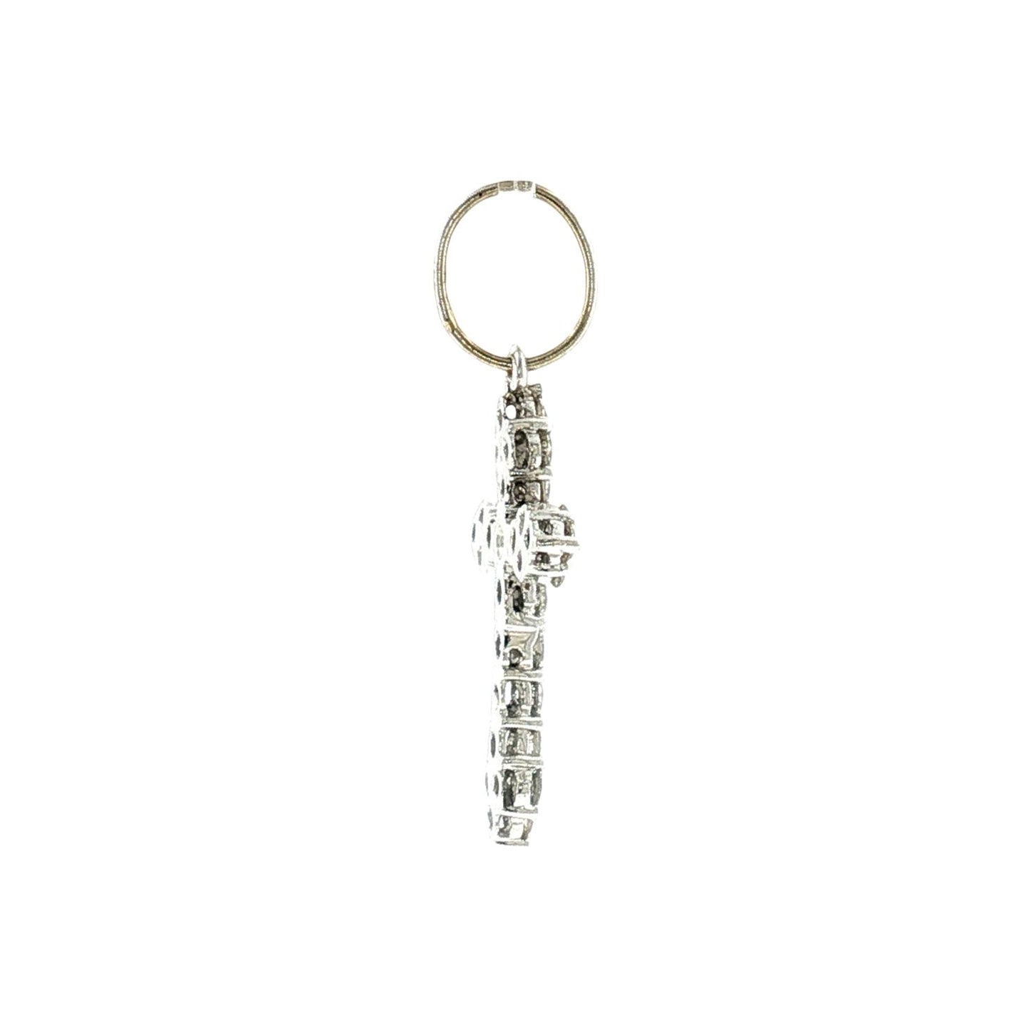 Vintage Late 20th-Century 14k White Gold Diamond Cross