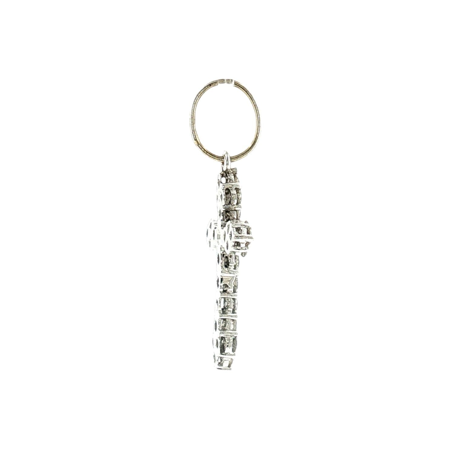 Vintage Late 20th-Century 14k White Gold Diamond Cross