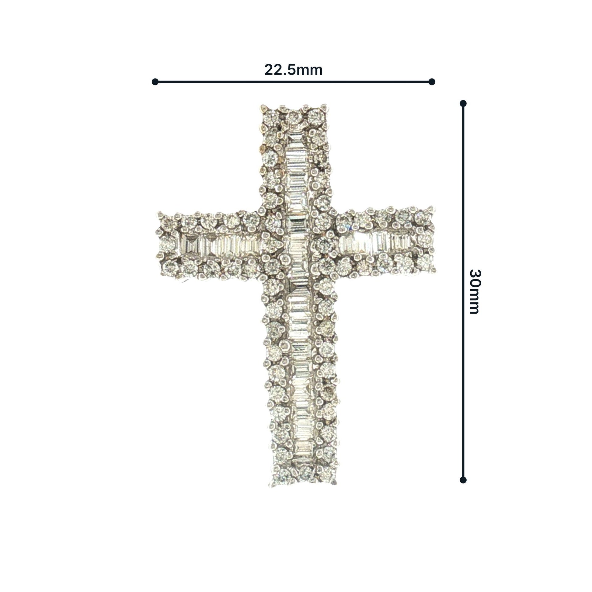 Late 20th-century Baguette and Brilliant Cut Natural Diamond Cross Pendant