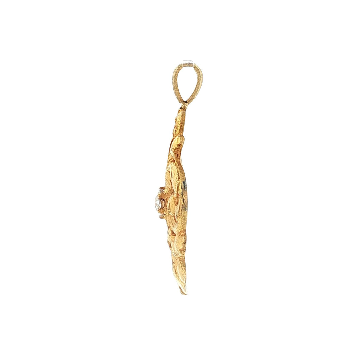 Victorian 18 karat Hand Pierced and Carved Old Mine Cut Diamond Pendant